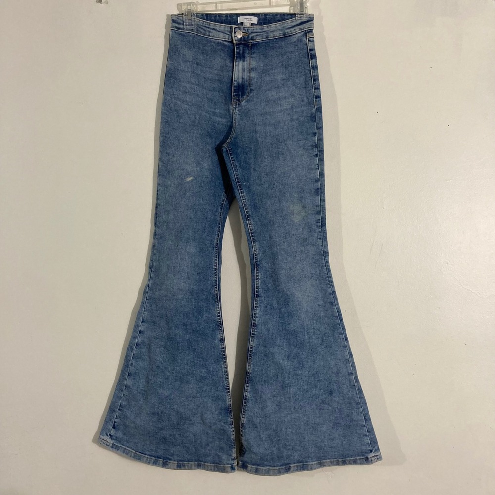 Forever 21 Flare Jeans Womens 26 Tall Blue Light Wash High Rise Retro 70s